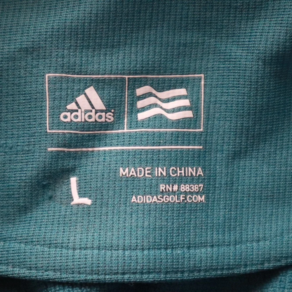 Adidas Golf 1/4 Zip Pullover‎ Mens Large Activewear Mock Neck Teal Long Sleeve